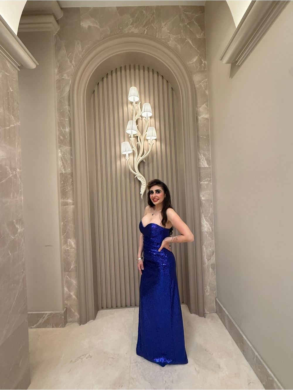 Strapless Sequin Gown in Royal Blue